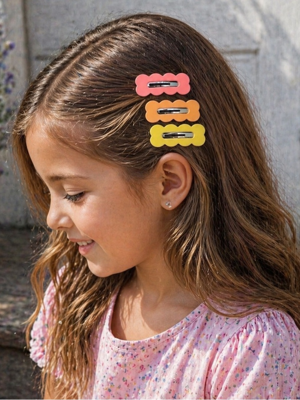 Kids  Cloud-Shaped Hair Clips in peach and Orange, Yellow